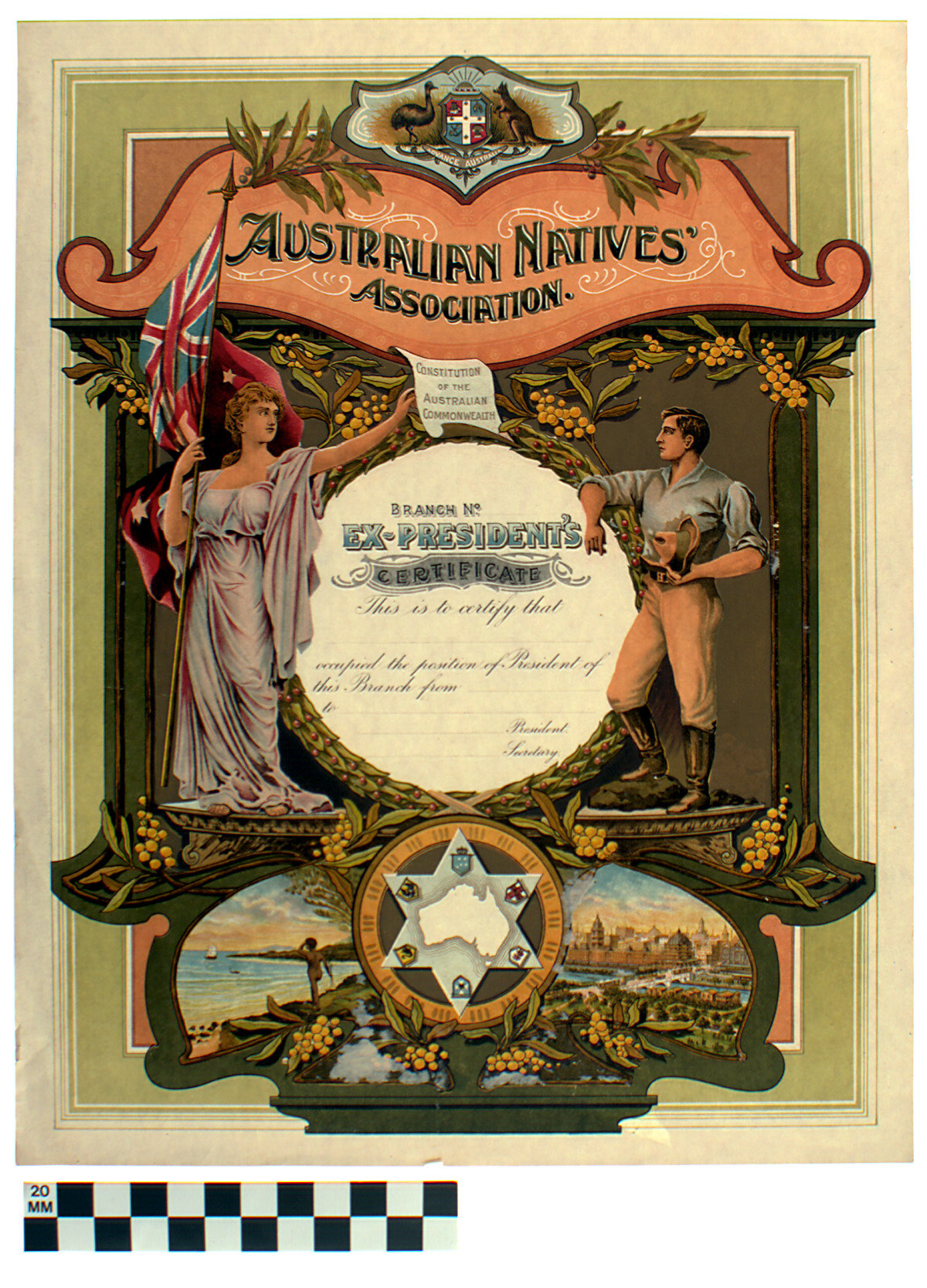 Certificate - Australian Natives Association, post 1901