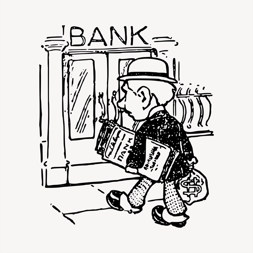 Bank deposit clipart, vintage hand